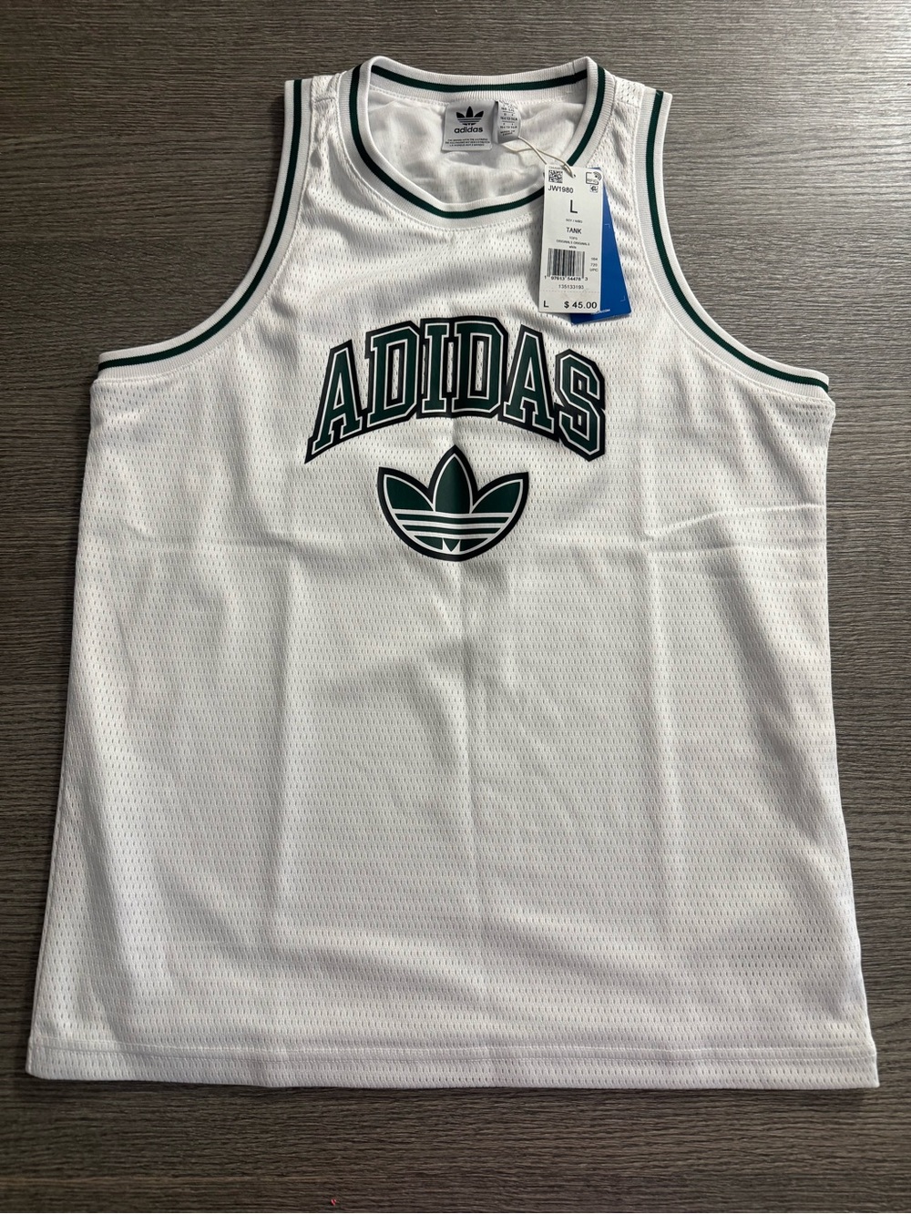 Adidas Originals Boys Tank Top Jersey Youth Kids Size L White